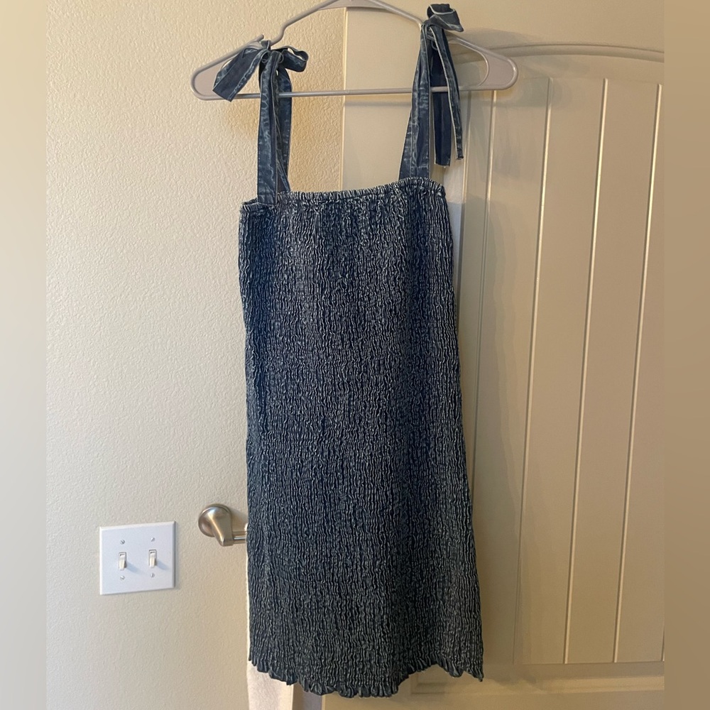 Misguided Denim Tie Mini Dress